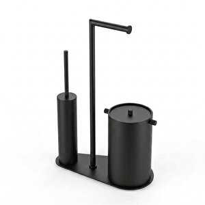 Nova Çöp Kovalı Yuvarlak Hareketli Wc Set Mat Siyah Kbw-907mb
