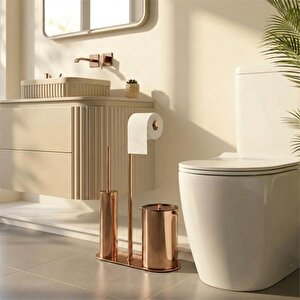 Nova Çöp Kovalı Yuvarlak Hareketli Wc Set Parlak Bakır Kbw-907rs
