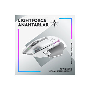 G G502 X Plus Kablosuz Hero 25k Sensörlü Rgb Aydınlatmalı Oyuncu Mouse, Beyaz 910-006172