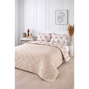 Kapitoneli Tek Kişilik Desenli Pike - Yatak Örtüsü Takımı 160x230 Cm - 1 Adet Yastık Kılıflı Turuncu