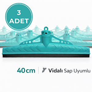 Çekpas 40 Cm 3 Adet Vidalı Sap Uyumlu | Yersil Çekçek Yer Çekçeği | Zemin Temizlik Aparatı