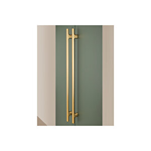 9745 Düz Çekme/sürgü Kapı Kolu Altın Saten Renk 84 Cm (iki Delik Arası Mesafe)