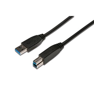 Usb 3.0 Bağlantı Kablosu, Usb A Erkek - Usb B Erkek, 1.80 Metre, Cu, Awg 28, 2x Zırhlı, Ul, Siyah Renk
