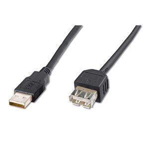 Digitus Usb 2.0 Uzatma Kablosu, A Tipi St/bu, 3 M, Usb 2.0 Için Uygun, Siyah Renk