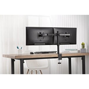 Sıkıştırmalı Ikili Monitör Tutucu 17-32", 2 X 8 Kg (maks.), Siyah