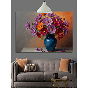 Çiçek Buketi Vazo Detay Dekoratif Kanvas - Mdf Ahşap Tablo 70x100 cm