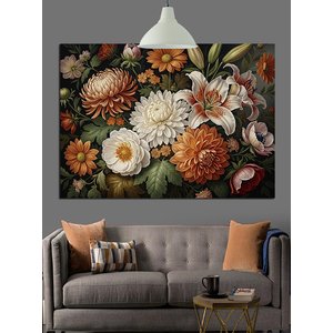 Canlı Beyaz Çiçek Buketi Dekoratif Kanvas - Mdf Ahşap Tablo 35x50 cm
