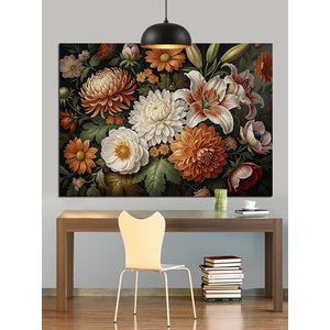 Canlı Beyaz Çiçek Buketi Dekoratif Kanvas - Mdf Ahşap Tablo 35x50 cm