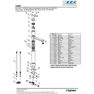 Eca Luna Krom Renkli H 84 Cm Ayaklı Küvet Bataryası 102162007