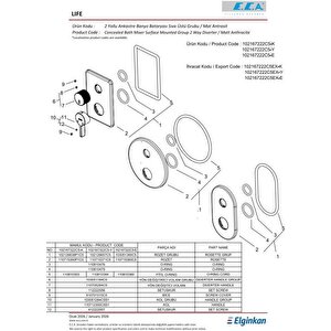 Eca Life Mat Antrasit Banyo/duş 2 Yollu Sıva Üstü 102167222c5-kde