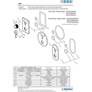 Eca Life Mat Antrasit Banyo/duş 3 Yollu Sıva Üstü 102167322c5-k