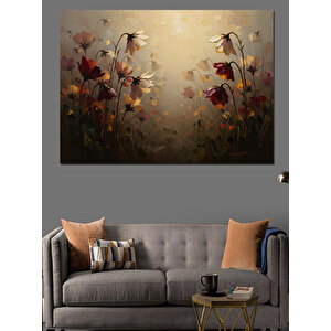 Pastel Tonlarda Soyut Çiçek Bahçesi Dekoratif Kanvas - Mdf Ahşap Tablo 50x70 cm