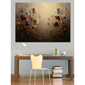 Pastel Tonlarda Soyut Çiçek Bahçesi Dekoratif Kanvas - Mdf Ahşap Tablo 50x70 cm