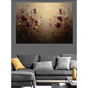 Pastel Tonlarda Soyut Çiçek Bahçesi Dekoratif Kanvas - Mdf Ahşap Tablo 50x70 cm