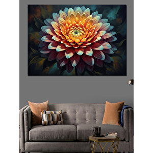 Fraktal Desenli Büyük Renkli Çiçek Dekoratif Kanvas - Mdf Ahşap Tablo 70x100 cm