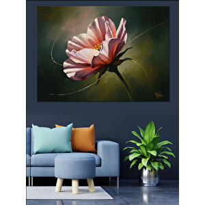 Tek Başına Duran Pembe Çiçek Dekoratif Kanvas - Mdf Ahşap Tablo 70x100 cm