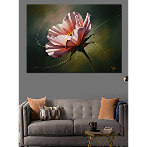 Tek Başına Duran Pembe Çiçek Dekoratif Kanvas - Mdf Ahşap Tablo 70x100 cm
