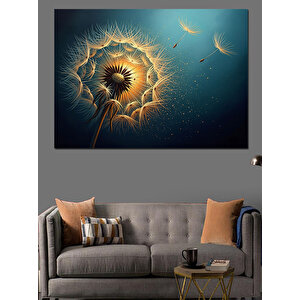 Altın Tozlarından Oluşan Zarif Çiçek Dekoratif Kanvas - Mdf Ahşap Tablo 70x100 cm