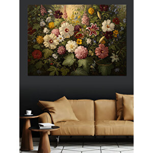 Bahar Bahçesinde Karışık Çiçek Buketi Dekoratif Kanvas - Mdf Ahşap Tablo 70x100 cm