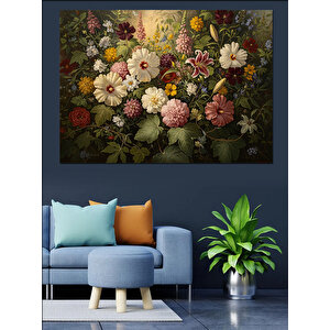Bahar Bahçesinde Karışık Çiçek Buketi Dekoratif Kanvas - Mdf Ahşap Tablo 70x100 cm