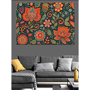Geleneksel Çini Ve Çiçek Desenleri Dekoratif Kanvas - Mdf Ahşap Tablo 100x140 cm