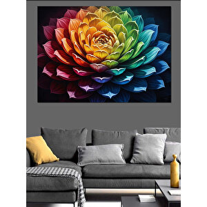 Rengarenk Spektrum Büyük Çiçek Tablosu Dekoratif Kanvas - Mdf Ahşap Tablo 50x70 cm