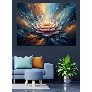 Işık Saçan Modern Çiçek Tasarımı Dekoratif Kanvas - Mdf Ahşap Tablo 50x70 cm