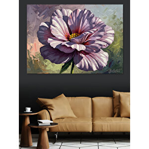 Büyük Mor Çiçek Yakın Plan Dekoratif Kanvas - Mdf Ahşap Tablo 50x70 cm
