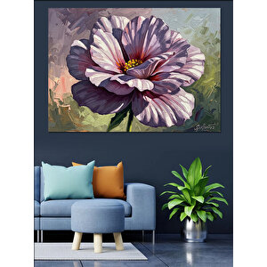Büyük Mor Çiçek Yakın Plan Dekoratif Kanvas - Mdf Ahşap Tablo 50x70 cm