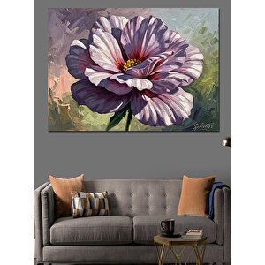 Büyük Mor Çiçek Yakın Plan Dekoratif Kanvas - Mdf Ahşap Tablo 50x70 cm