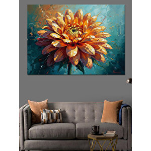 Turuncu Çiçek Ve Su Damlaları Dekoratif Kanvas - Mdf Ahşap Tablo 70x100 cm