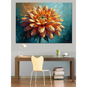 Turuncu Çiçek Ve Su Damlaları Dekoratif Kanvas - Mdf Ahşap Tablo 70x100 cm