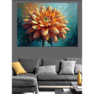 Turuncu Çiçek Ve Su Damlaları Dekoratif Kanvas - Mdf Ahşap Tablo 70x100 cm