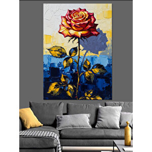 Güllü Mozaik Soyut Çiçekler Dekoratif Kanvas - Mdf Ahşap Tablo 100x140 cm