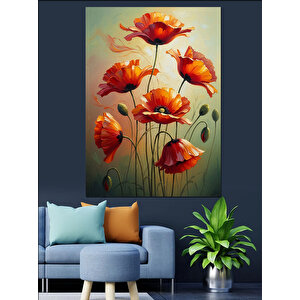 Bahçede Açan Turuncu Çiçekler Dekoratif Kanvas - Mdf Ahşap Tablo 50x70 cm