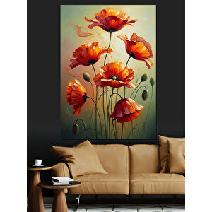 Bahçede Açan Turuncu Çiçekler Dekoratif Kanvas - Mdf Ahşap Tablo 50x70 cm