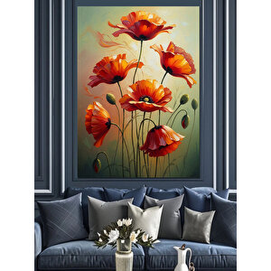 Bahçede Açan Turuncu Çiçekler Dekoratif Kanvas - Mdf Ahşap Tablo 50x70 cm