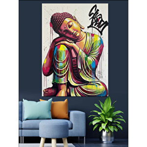 Çiçekli Şapkalı Kadın Renkli Dekoratif Kanvas - Mdf Ahşap Tablo 70x100 cm