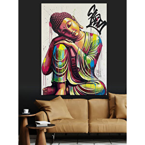Çiçekli Şapkalı Kadın Renkli Dekoratif Kanvas - Mdf Ahşap Tablo 70x100 cm