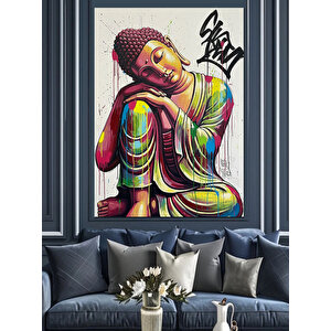 Çiçekli Şapkalı Kadın Renkli Dekoratif Kanvas - Mdf Ahşap Tablo 70x100 cm