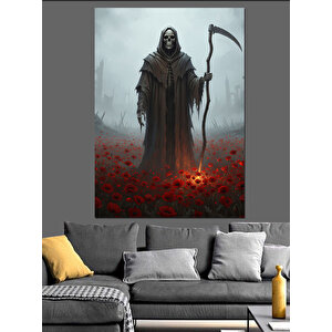Ölüm Meleği Kırmızı Çiçekler Dekoratif Kanvas - Mdf Ahşap Tablo 100x140 cm