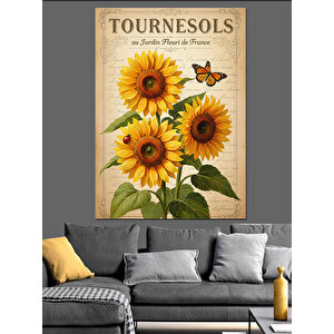 Ayçiçekleri Güneş Çiçekler Dekoratif Kanvas - Mdf Ahşap Tablo 50x70 cm