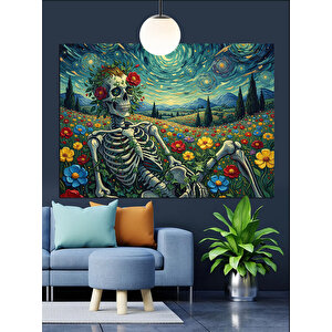 Kurukafa Çiçekler Mutlu Sanat Dekoratif Kanvas - Mdf Ahşap Tablo 70x100 cm