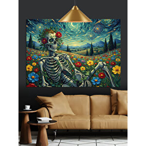 Kurukafa Çiçekler Mutlu Sanat Dekoratif Kanvas - Mdf Ahşap Tablo 70x100 cm