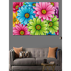 Parlak Renkli Çiçekler Fotoğrafı Dekoratif Kanvas - Mdf Ahşap Tablo 70x100 cm