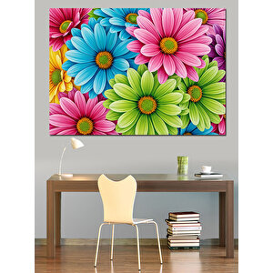Parlak Renkli Çiçekler Fotoğrafı Dekoratif Kanvas - Mdf Ahşap Tablo 70x100 cm