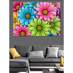 Parlak Renkli Çiçekler Fotoğrafı Dekoratif Kanvas - Mdf Ahşap Tablo 70x100 cm