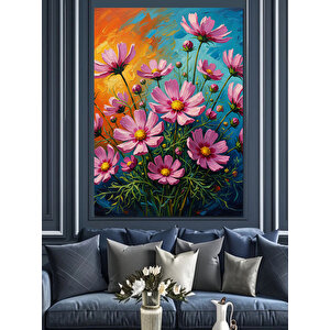 Parlak Renkli Tropikal Çiçekler Dekoratif Kanvas - Mdf Ahşap Tablo 35x50 cm