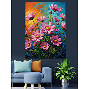 Parlak Renkli Tropikal Çiçekler Dekoratif Kanvas - Mdf Ahşap Tablo 35x50 cm