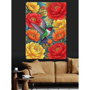 Canlı Renkli Çiçekler Buketi Dekoratif Kanvas - Mdf Ahşap Tablo 25x35 cm